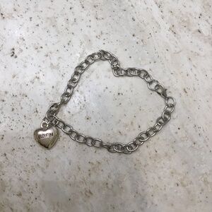 Effy Sliver Tone Jewelry Ankle Bracelet With Heart Shape Charm
